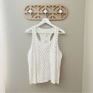 Madewell Flynn Racerback Pajama Tank Top White/Brown Sz Small
